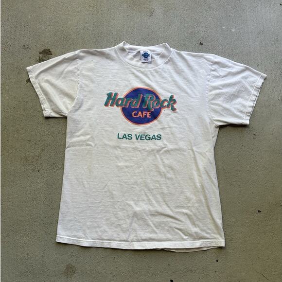 Vintage 90s Las Vegas Nevada Hard Rock T Shirt Cotton USA Single Stitch Large - Picture 1 of 3